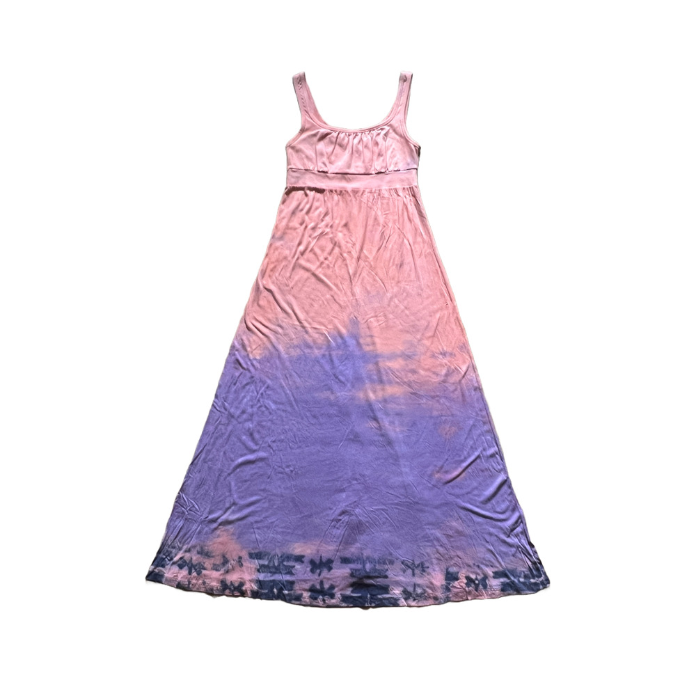 Vtg Hard Tail Forever Tie Dye Maxi Dress Multi-color Hippie Beachy Resort Artsy
